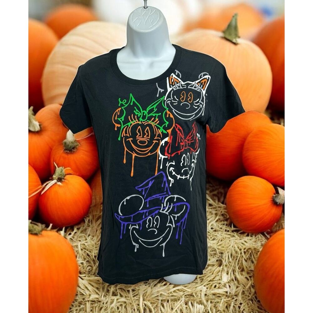 Disney Halloween Mickey Minnie Mouse Black T-Shirt Sz Small Costume Tee